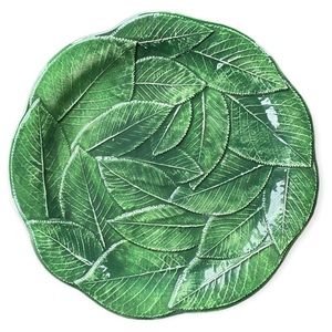 VIETRI FOGLIA LEONARDO MAJOLICA Green Leaf Plate
